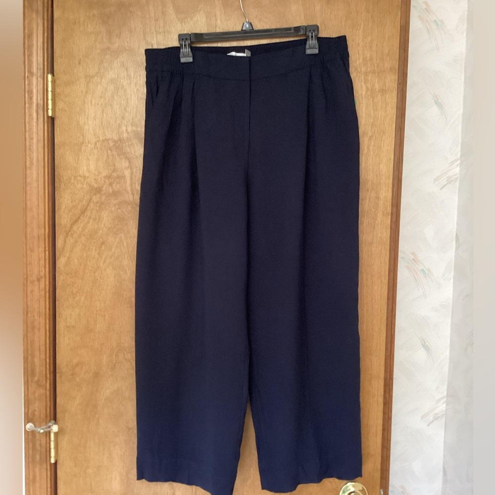 Calvin Klein,L, Classic Navy Wide-Leg Women's Pants